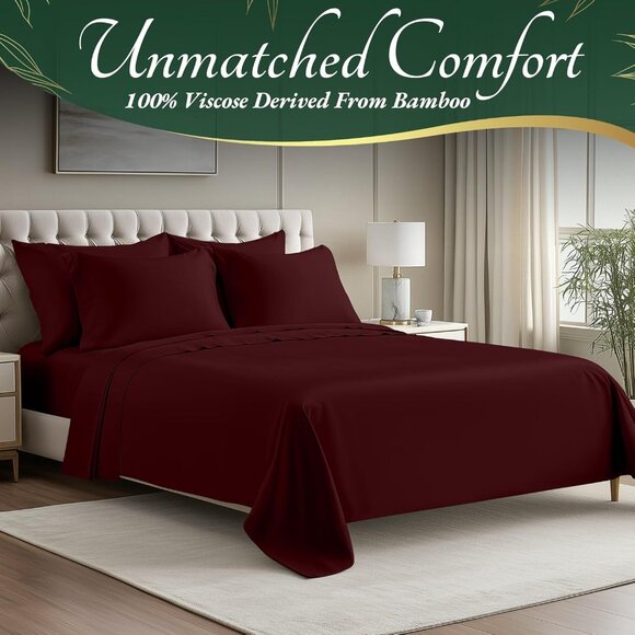 6- NIB Bamboo Sheets KingSize 6 pcs-Ultra Soft & Luxuriously Cooling, 17" Deep - Picture 2 of 8